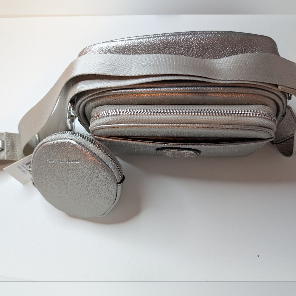 โจ CXL by Christian Lacroix EVE Pebble Camera Bag w/ Detachable Mini Zip โ Pewter - Picture 4 of 11